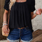 Eyelet Square Neck Puff Sleeve T-Shirt