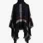 Plaid Turtleneck Raw Hem Poncho