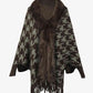 So Defined One Size Houndstooth Fringe Hem Poncho