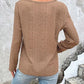 Openwork Half Button Long Sleeve Blouse