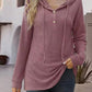 Half Button Up Drawstring Hoodie