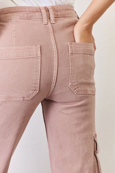 RISEN Full Size High Rise Cargo Wide Leg Jeans *