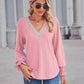 Full Size V-Neck Eyelet Flounce Sleeve Blouse