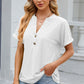 Eyelet Notched Short Sleeve T-Shirt