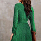 Round Neck Tie Front Long Sleeve Dress