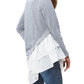 Tiered Contrast Round Neck Long Sleeve T-Shirt
