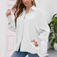 High-Low Collared Neck Lantern Sleeve Shirt