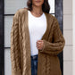 SocialBee Open Front Cable-Knit Cardigan