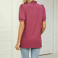 Full Size Notched Neck Puff Sleeve T-Shirt