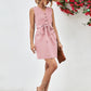 Buttoned V-Neck Belted Sleeveless Mini Dress