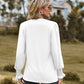 Full Size Notched Neck Flounce Sleeve Blouse