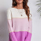 Color Block Horizontal Ribbing Sweater