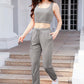 Hannah Waffle-Knit Cropped Tank and Drawstring Pants Set