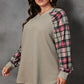 Plus Size Plaid Round Neck Long Sleeve Sweatshirt