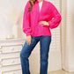 Woven Right Rib-Knit Open Front Drop Shoulder Cardigan