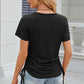 Eyelet Round Neck Short Sleeve T-Shirt
