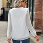 Full Size Swiss Dot V-Neck Long Sleeve Blouse