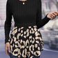 Women's Isla Leopard Peplum Round Neck Blouse