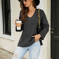 Drop Shoulder V-Neck Knit Pullover