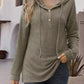 Half Button Up Drawstring Hoodie