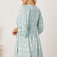Women's DentaCosmo Floral Tie Neck Ruched Babydoll Dress