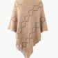 One Size Pearl Trim V-Neck Fringe Hem Poncho