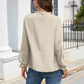 Smocked Mock Neck Swiss Dot Top