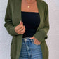 Open Front Rib-Knit Cardigan with Pockets