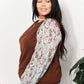 And The Why Chestnut Brown Full Size Foil Printed Sleeve Top