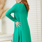 Zenana Full Size Teal Long Sleeve Flare Dress with Pockets