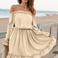Frill Off-Shoulder Flounce Sleeve Dress