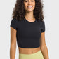 Women's Round Neck Short Sleeve Cropped Sports T-Shirt