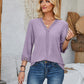 Lace Detail V-Neck Three-Quarter Sleeve Blouse