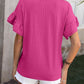 Ruffled Round Neck Short Sleeve Blouse