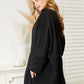 HEYSON Full Size Open Front Black Cardigan with Scarf Design