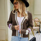 Contrast Button Up Dropped Shoulder Cardigan