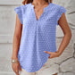 Swiss Dot Ruffled Cap Sleeve T-Shirt