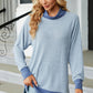 Slit Mock Neck Long Sleeve T-Shirt