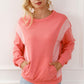 Color Block Round Neck Sweatshirt with Pocket