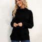 Slit Turtleneck Dropped Shoulder Sweater