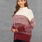 Color Block Turtleneck Sweater