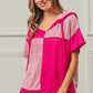 BiBi Color Block Exposed Seam Short Sleeve Hooded Top - Brand BiBi