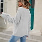 Ribbed Round Neck Fringe Detail Sweater