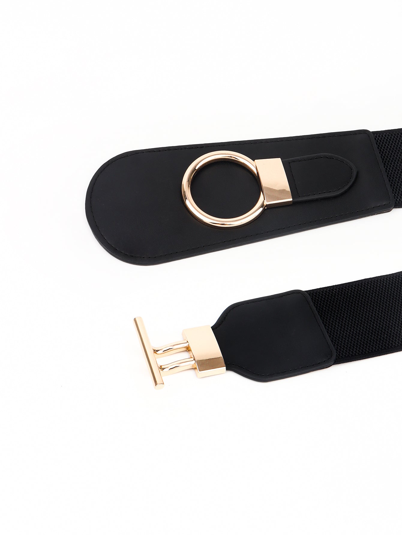 Women's PU Elastic Wide Belt with Alloy Buckle