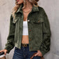 Moss Green Collared Neck Button Front Jacket with Pockets