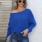 Full Size Horizontal Ribbing Dolman Sleeve Sweater