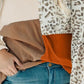 Plus Size Color Block Leopard Round Neck Top