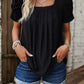 Eyelet Square Neck Puff Sleeve T-Shirt