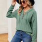 Full Size Lace-Up Long Sleeve Hoodie