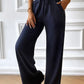 Drawstring Wide Leg Pants with Pocketed